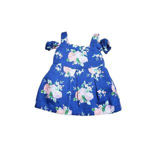 Janie and Jack 6-12‎ month blue off shoulder Dress  floral lined